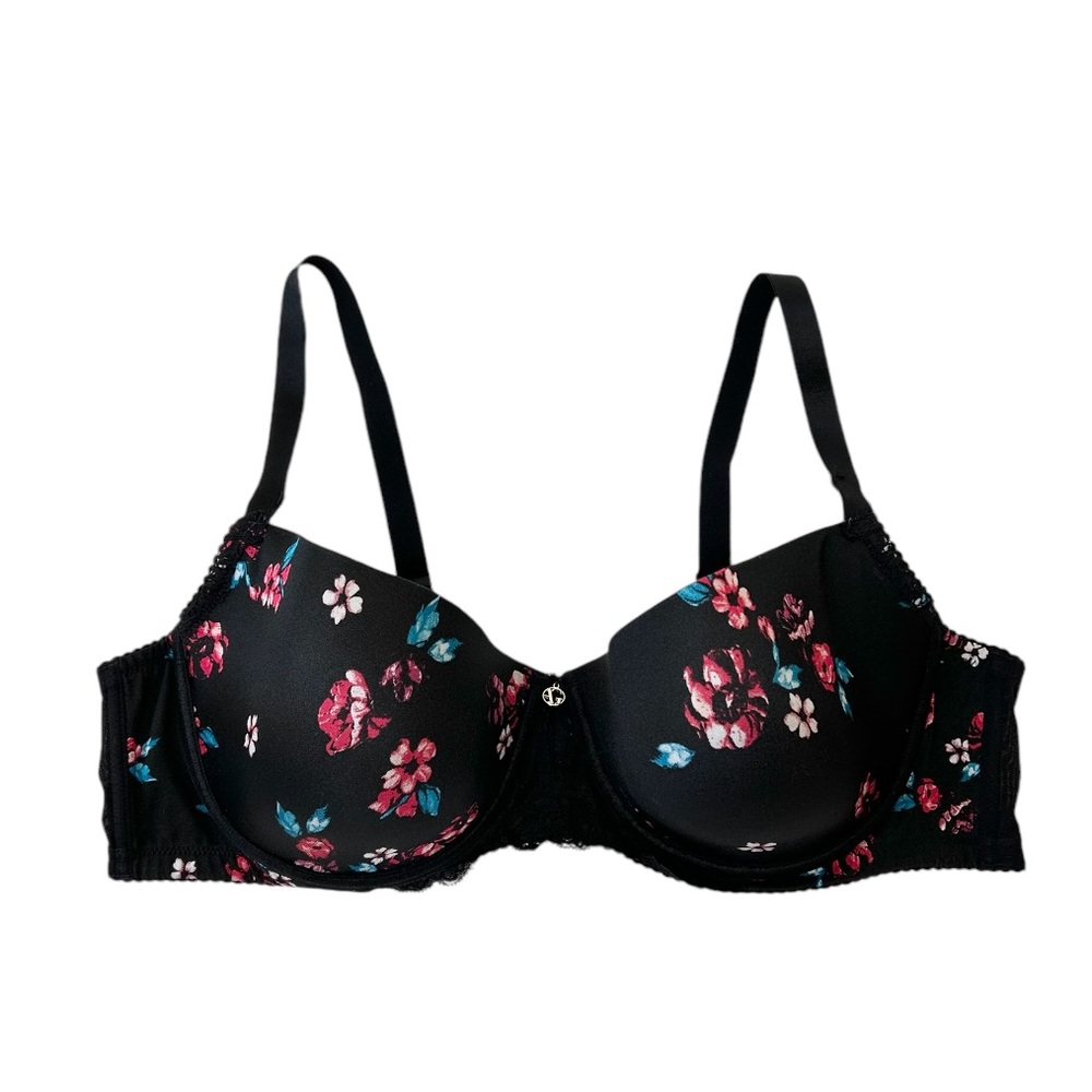 Ashley Graham Floral Black Bra